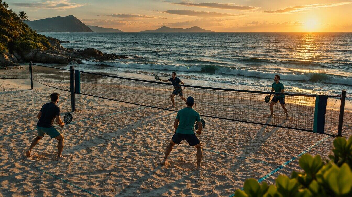 Beach tennis courts with ocean views