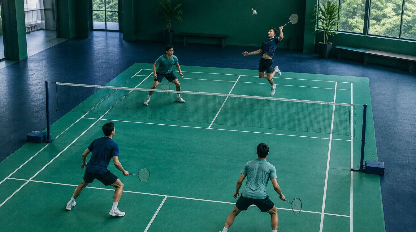Badminton players enjoying organized court time