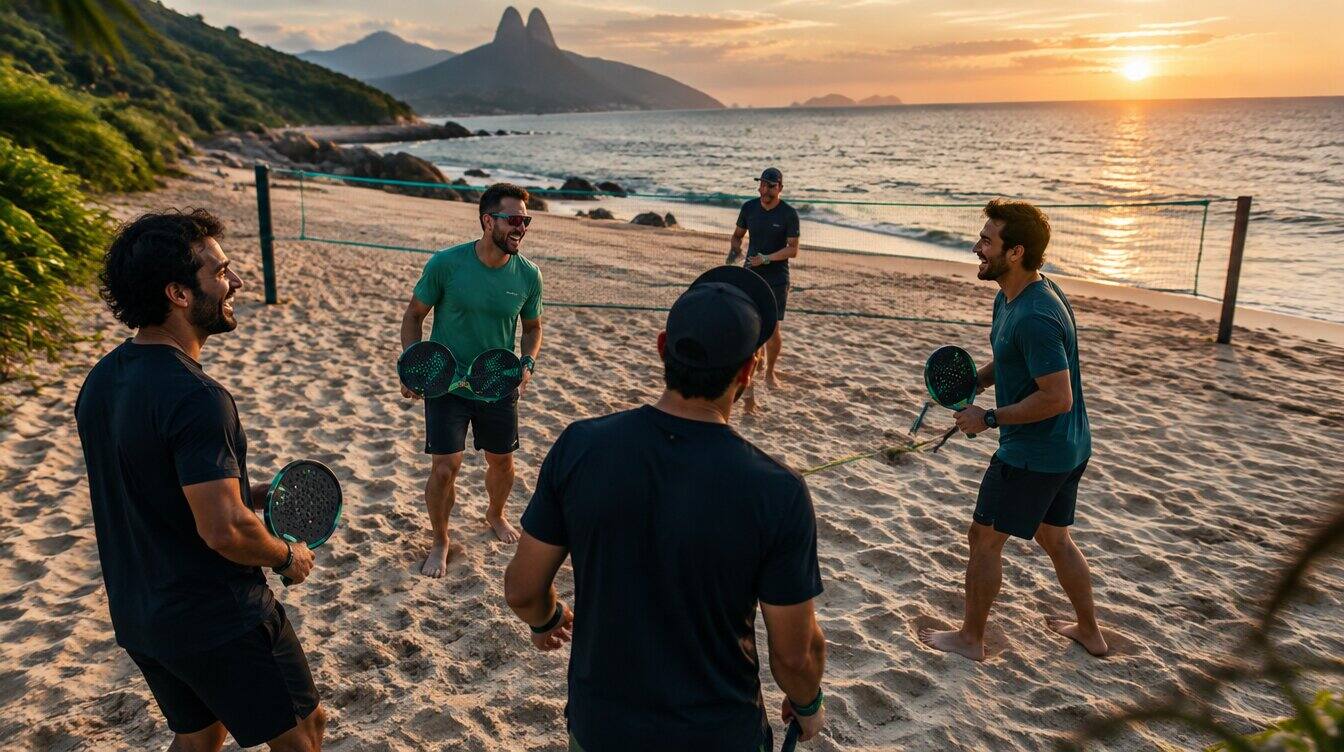 Beach tennis community enjoying the sport