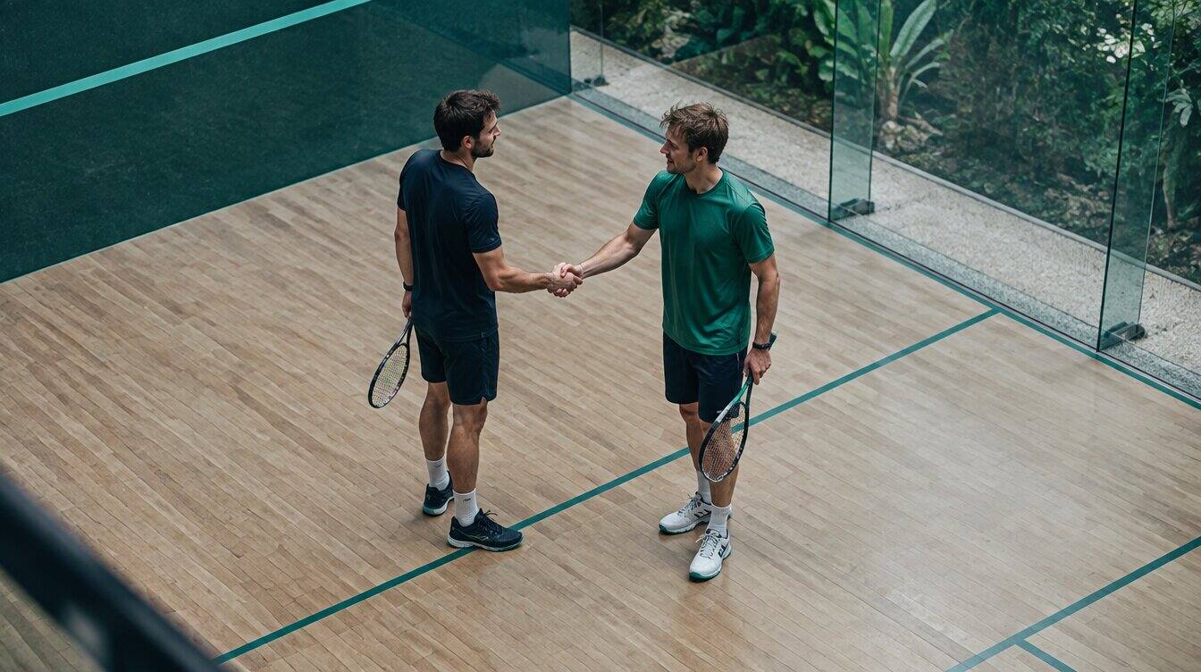Squash players in competitive match play