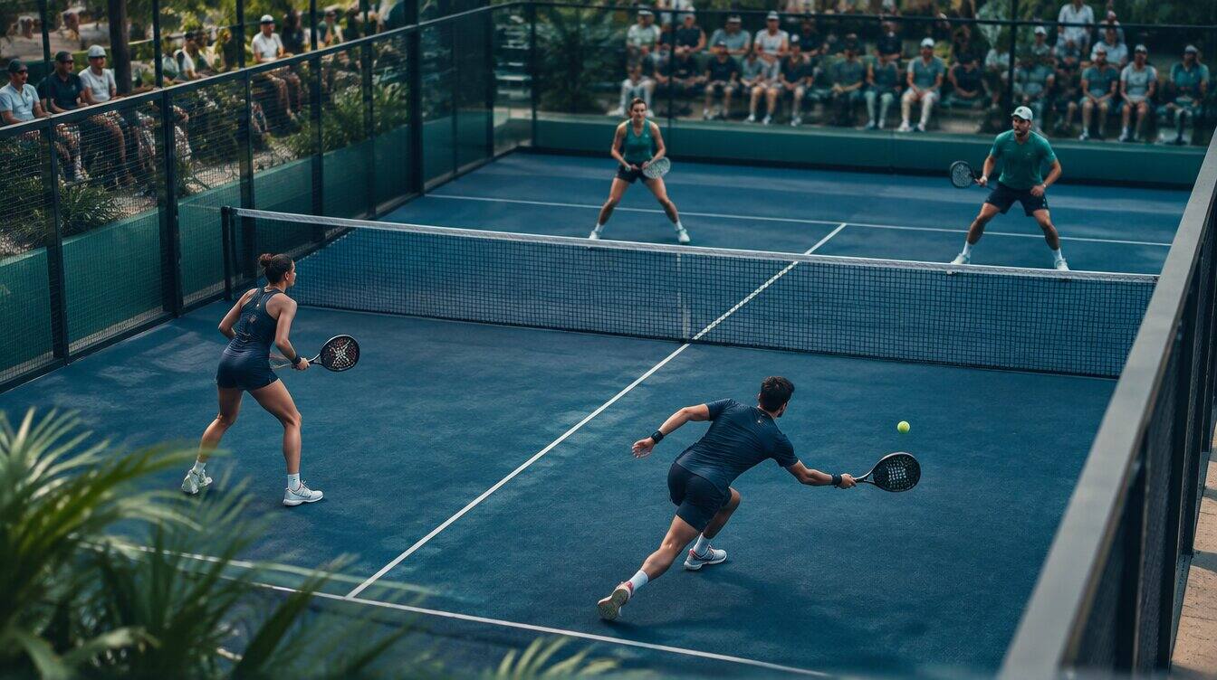 Padel players in a competitive tournament setting